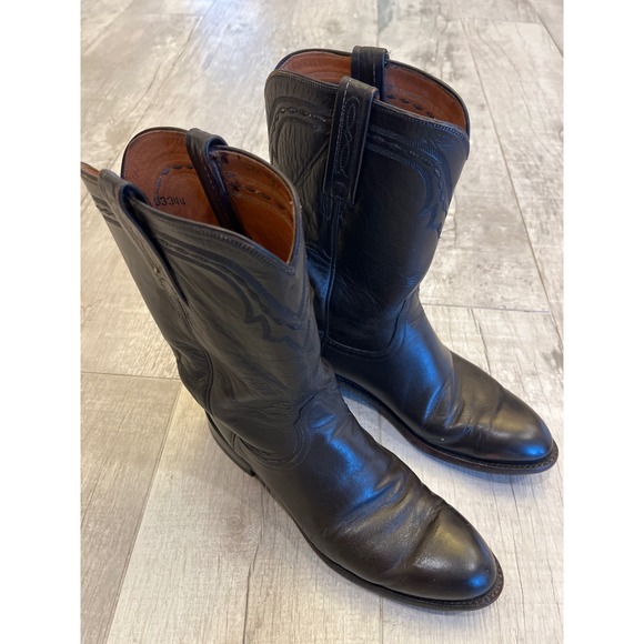 Lucchese Classics Mens Black Leather Western Cowboy Boots T0013C2 Size 8.5 D